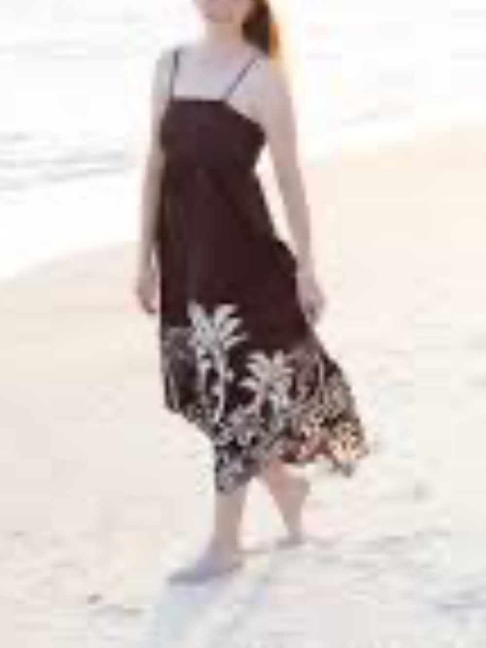 Maxi dress with White Tropical Print
